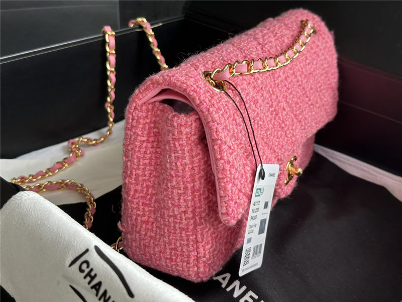 Chanel Medium Classic Flap Bag Tweed Rose-Red High