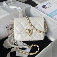 Chanel MINI FLAP BAG Lambskin,Plexi & Gold-Tone Metal AS3979 White A