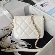 Chanel MINI FLAP BAG Lambskin,Plexi & Gold-Tone Metal AS3979 White A