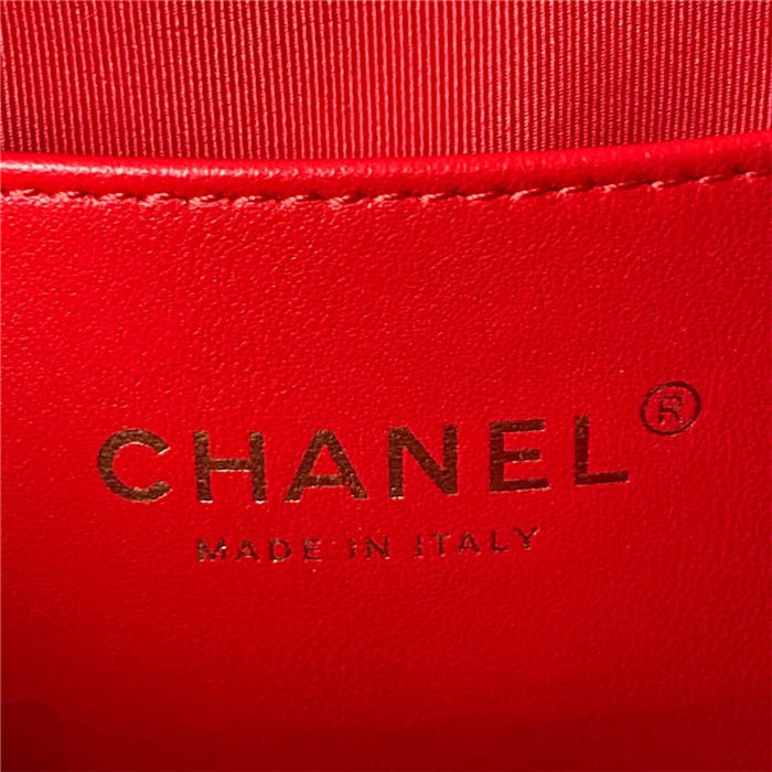 Chanel MINI FLAP BAG Lambskin,Plexi & Gold-Tone Metal AS3979 Red A