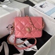 Chanel MINI FLAP BAG Lambskin,Plexi & Gold-Tone Metal AS3979 Pink A