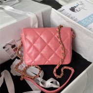 Chanel MINI FLAP BAG Lambskin,Plexi & Gold-Tone Metal AS3979 Pink A