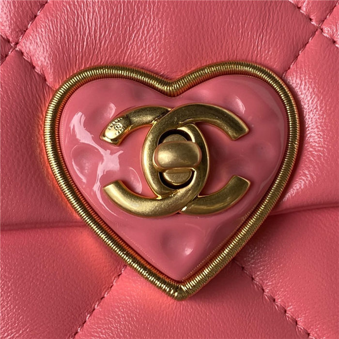 Chanel MINI FLAP BAG Lambskin,Plexi & Gold-Tone Metal AS3979 Pink A