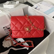 Chanel SMALL FLAP BAG Lambskin,Plexi & Gold-Tone Metal AS3986 Red A