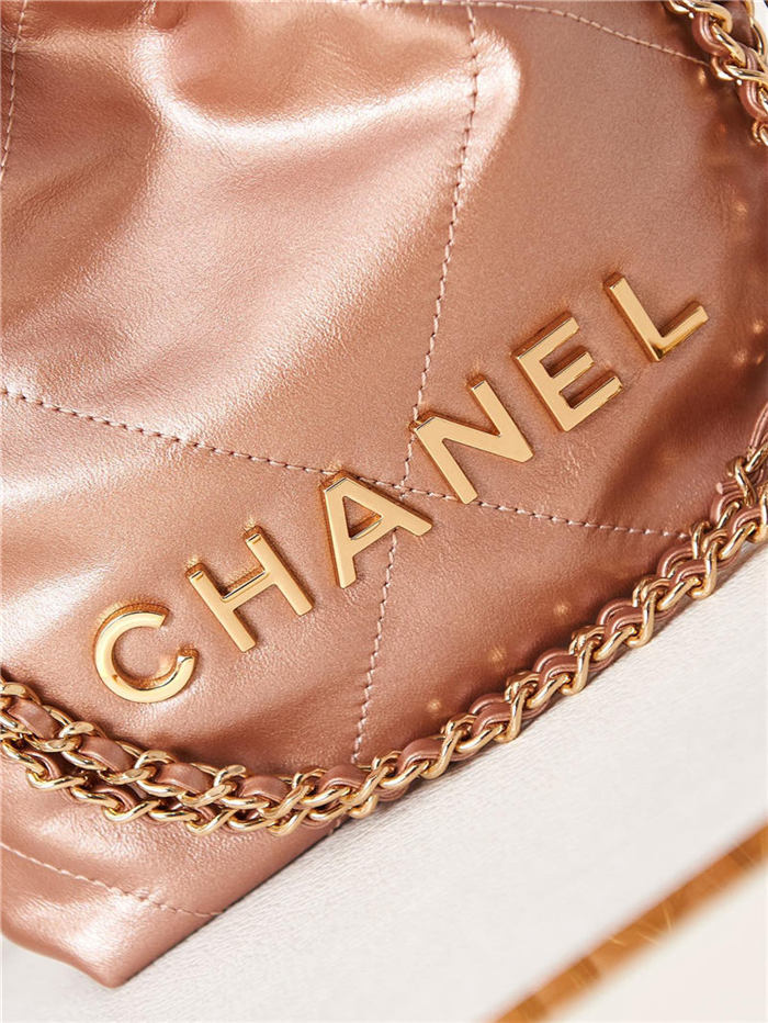 Chanel 22 MINI HANDBAG Metallic Calfskin Copper & Gold-Tone Metal AS3980 High