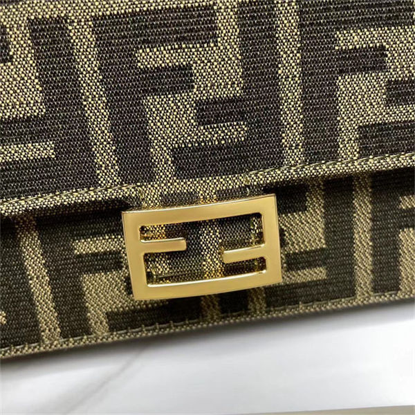 Fendi Wallet On Chain Baguette FF Fabric Brown High