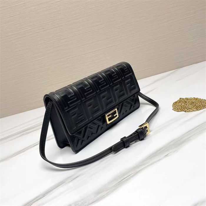 Fendi Wallet On Chain Baguette Nappa Leather Black High