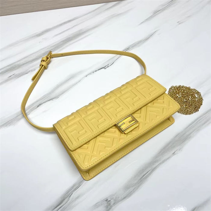 Fendi Wallet On Chain Baguette Nappa Leather Yellow High