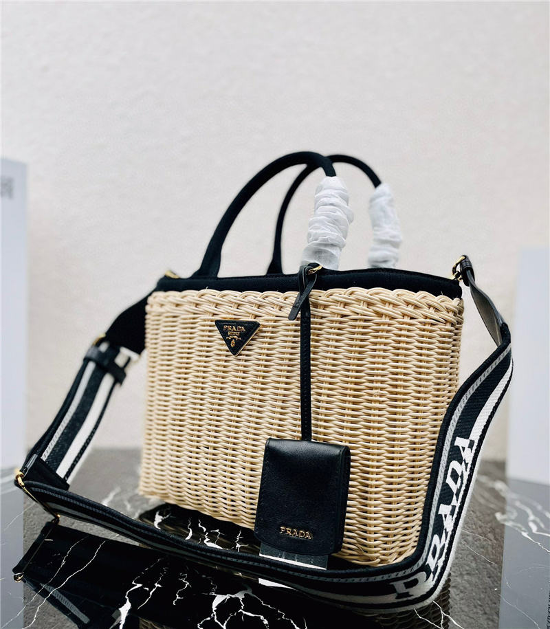 Prada Woven tote bag 1BG835 Black High