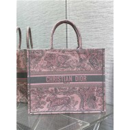 LARGE Dior BOOK TOTE Toile de Jouy Embroidery Pink&Grey High