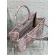 MEDIUM Dior BOOK TOTE Toile de Jouy Embroidery Pink&Grey High