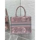 SMALL Dior BOOK TOTE Toile de Jouy Embroidery Pink&Grey High