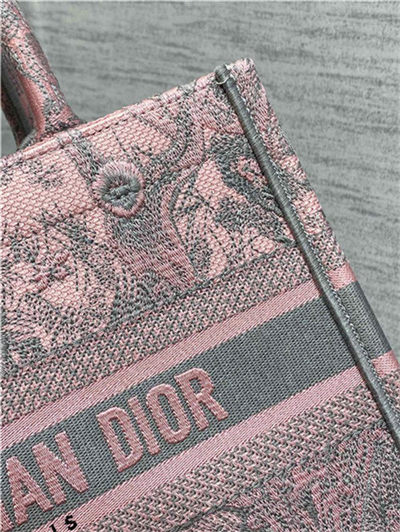 SMALL Dior BOOK TOTE Toile de Jouy Embroidery Pink&Grey High