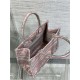 SMALL Dior BOOK TOTE Toile de Jouy Embroidery Pink&Grey High