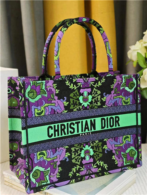 MEDIUM Dior BOOK TOTE Dior Indian Purple Embroidery High