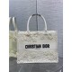 MEDIUM Dior BOOK TOTE Embroidered with 3D Flowers White High