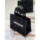 SMALL Dior BOOK TOTE Embroidered with 3D Flowers Black High