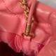 Chanel 22 MINI HANDBAG Shiny Calfskin Pink-Dk & Gold-Tone Metal AS3980 High