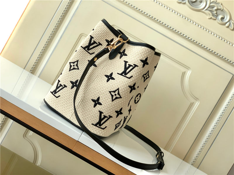 Louis Vuitton NÉONOÉ MM BAG Lotus cotton M23080 Beige Noir High