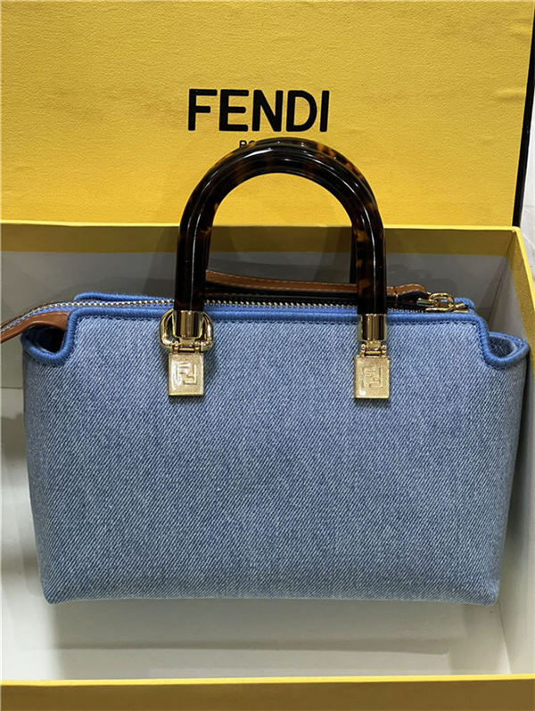 Fendi By The Way Mini Boston bag Denim Light Blue High