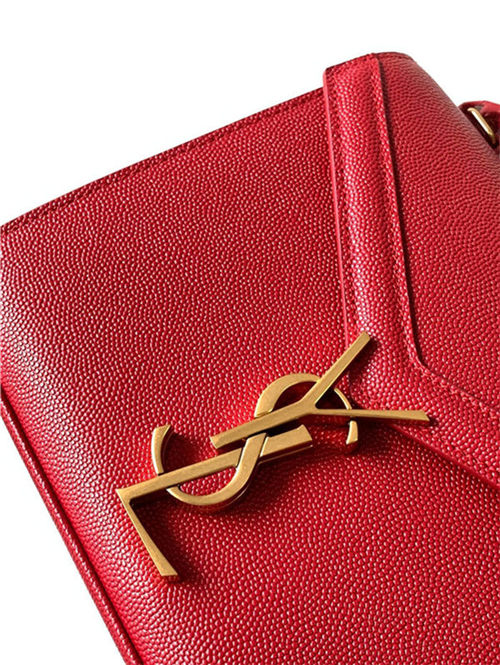 CASSANDRA MINI TOP HANDLE BAG IN GRAIN DE POUDRE EMBOSSED LEATHER Red High