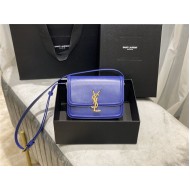 SOLFERINO SMALL SATCHEL IN BOX SAINT LAURENT LEATHER Blue High