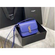 SOLFERINO SMALL SATCHEL IN BOX SAINT LAURENT LEATHER Blue High