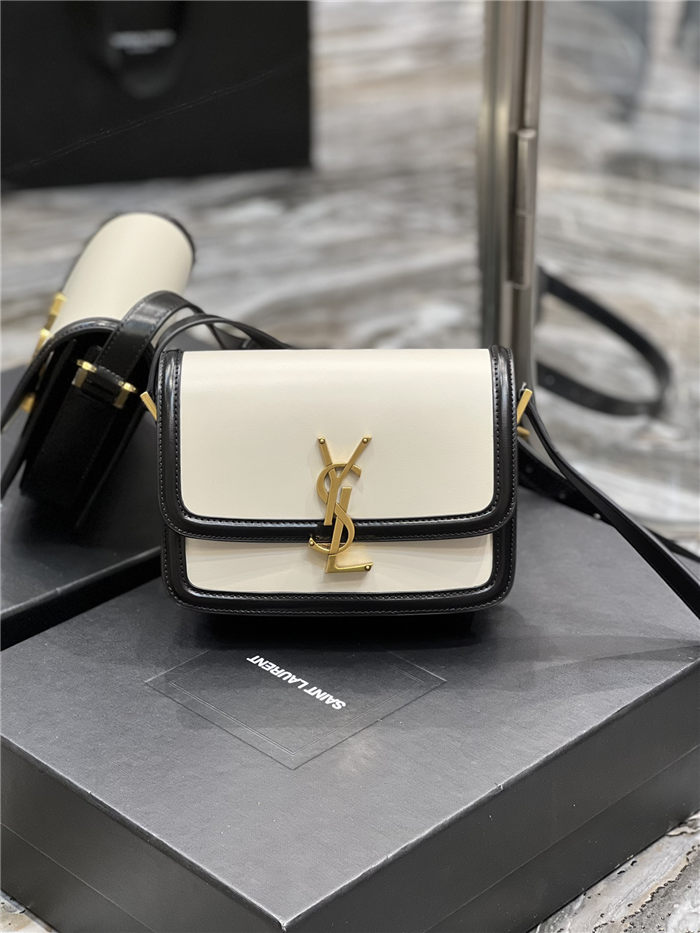 SOLFERINO SMALL SATCHEL IN BOX SAINT LAURENT LEATHER Black/White High