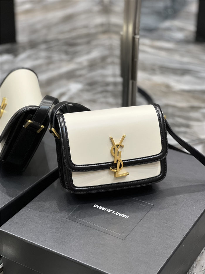 SOLFERINO SMALL SATCHEL IN BOX SAINT LAURENT LEATHER Black/White High