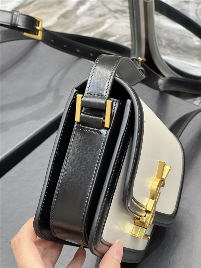 SOLFERINO SMALL SATCHEL IN BOX SAINT LAURENT LEATHER Black/White High