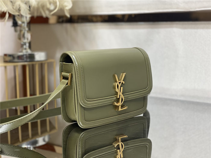 SOLFERINO SMALL SATCHEL IN BOX SAINT LAURENT LEATHER Green High