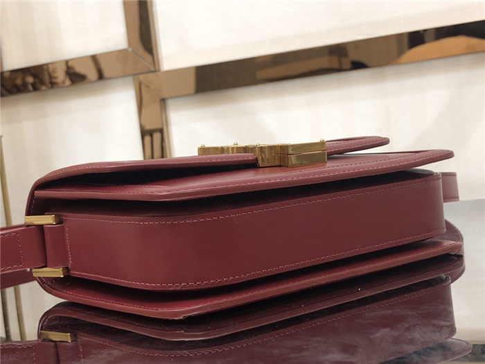 SOLFERINO SMALL SATCHEL IN BOX SAINT LAURENT LEATHER Burgundy High