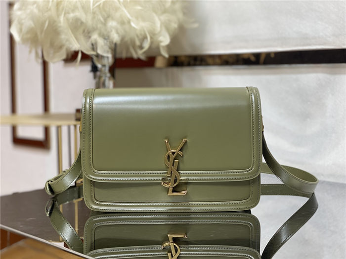 SOLFERINO MEDIUM SATCHEL IN BOX SAINT LAURENT LEATHER Green High