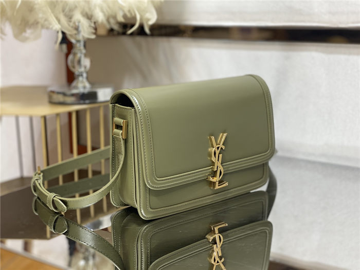 SOLFERINO MEDIUM SATCHEL IN BOX SAINT LAURENT LEATHER Green High