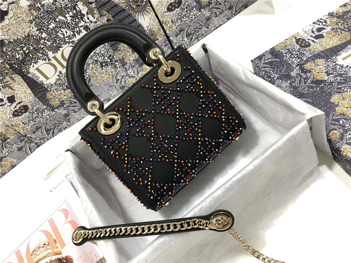 MINI LADY Dior BAG Cannage Calfskin with Beaded Embroidery High