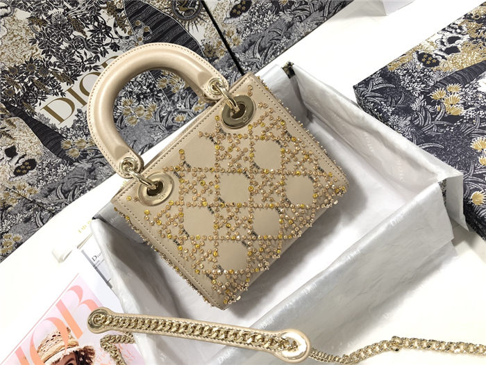 MINI LADY Dior BAG Cannage Calfskin with Beaded Embroidery High