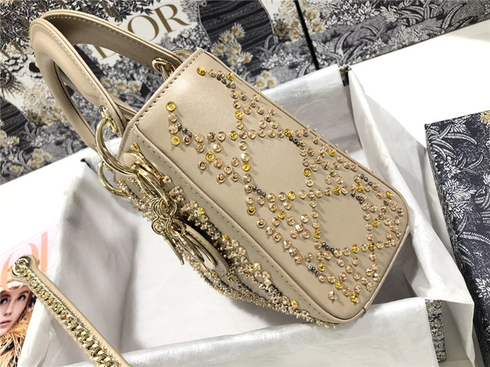 MINI LADY Dior BAG Cannage Calfskin with Beaded Embroidery High