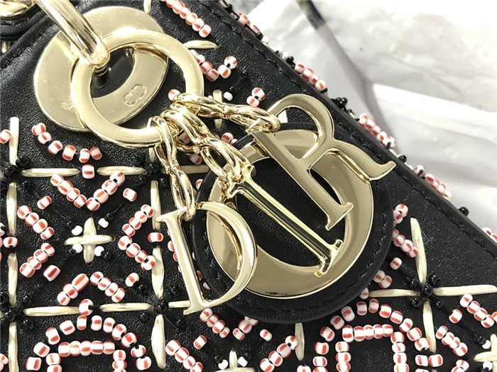 MINI LADY Dior BAG Cannage Calfskin with Beaded Embroidery High