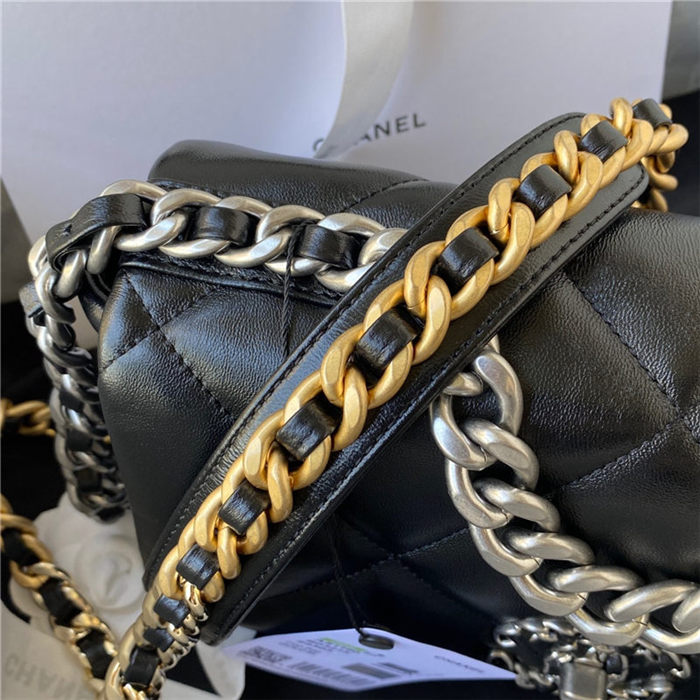 Chanel 19 Flap Bag Goatskin/Lambskin Black Silver High