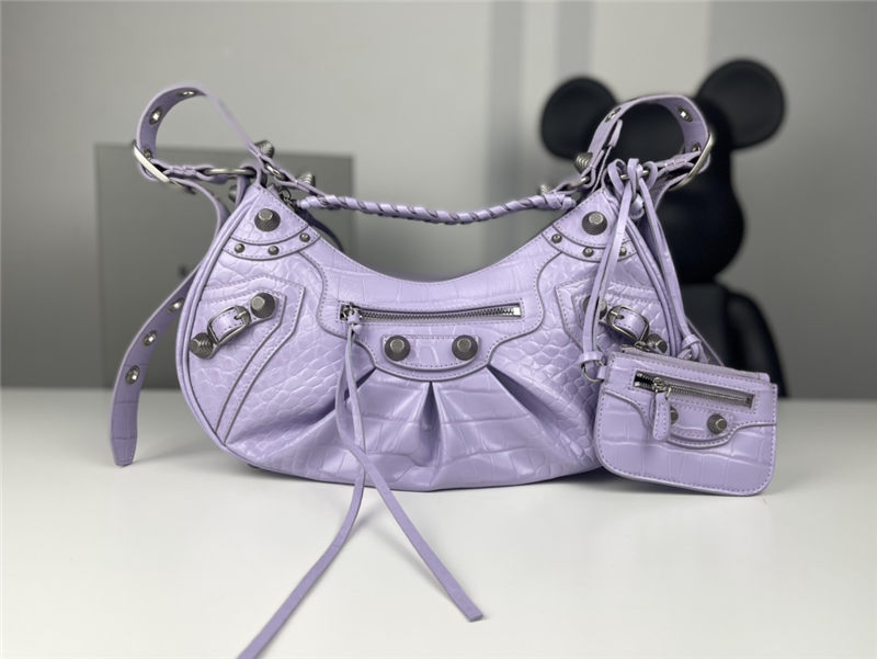 WOMEN'S LE CAGOLE SMALL SHOULDER BAG Corocodile IN Lilac High