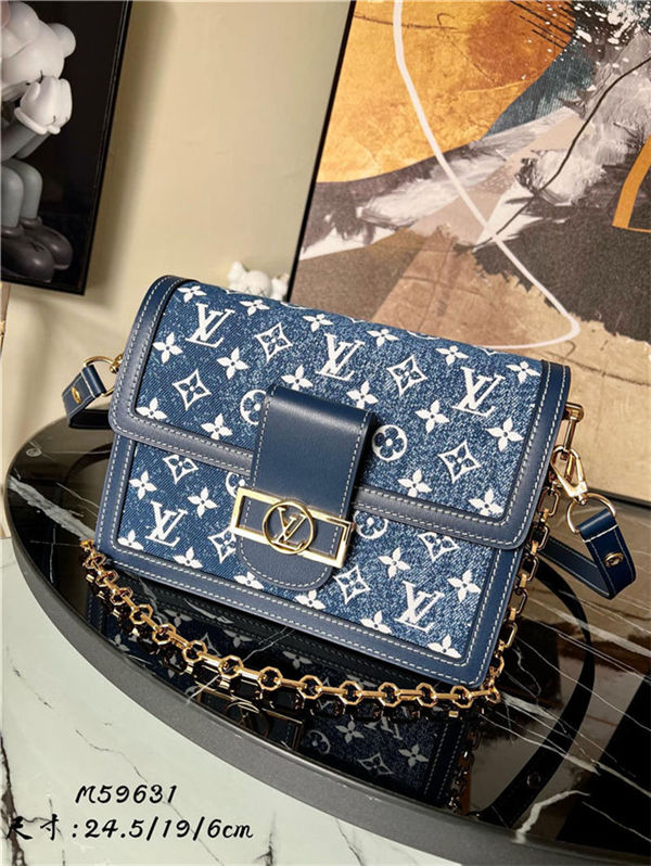 Louis Vuitton DAUPHINE MM BAG Denim Blue High