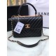 SMALL FLAP BAG WITH TOP HANDLE Chevrons Pattern Lambskin Anti-Gold Metal Black A