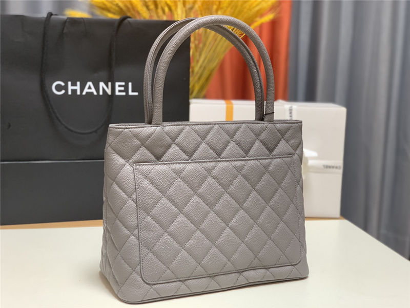 Chanel Vintage Hobo Bag Grained Calfskin AS0814 Grey High