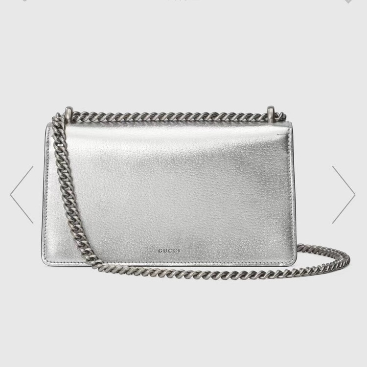 DIONYSUS GG SMALL SHOULDER BAG 400249 Leather Silver high