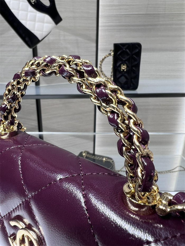 Chanel FLAP PHONE HOLDER WITH CHAIN AP4167 Shiny Lambskin & Gold-Tone Metal Burgundy High