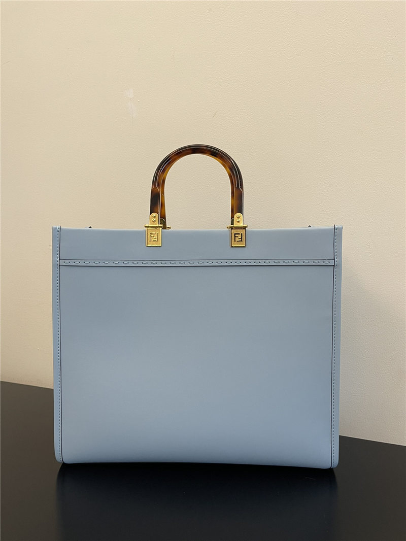 MEDIUM Fendi SUNSHINE Leather Shopper Sky Blue High