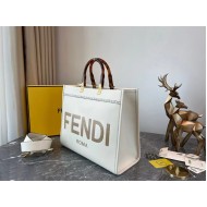 MEDIUM Fendi SUNSHINE Leather Shopper White High