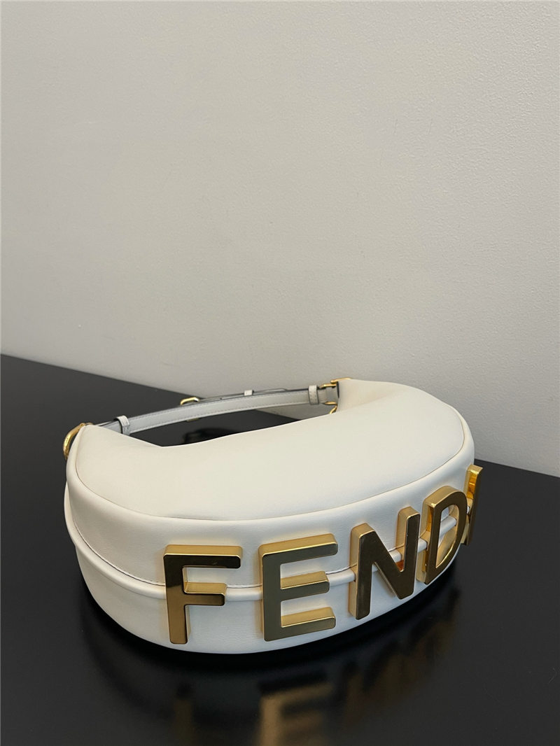 Fendigraphy Small Leather Bag White High