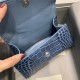 WOMEN'S HOURGLASS XS TOP HANDLE BAG Crocodile Navy Blue High