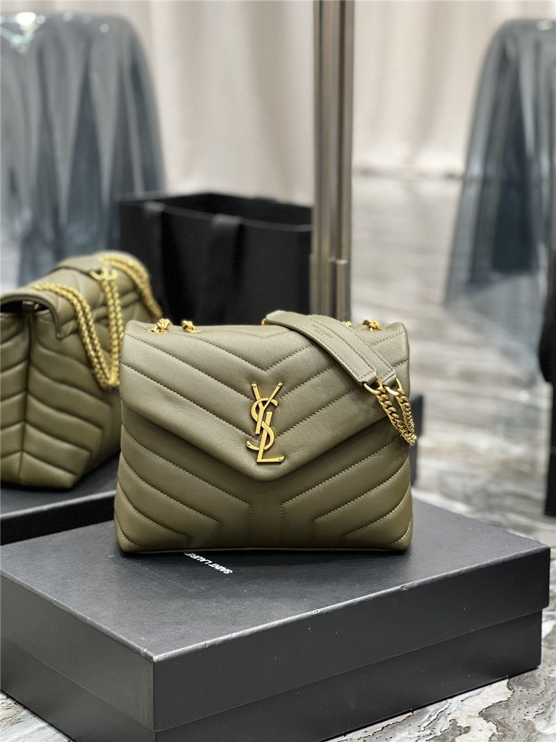 LOULOU SMALL IN MATELASSÉ “Y” LEATHER Gold-Tone Green High